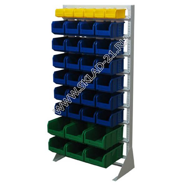 Стойка с пластиковыми ящиками А1-01-06-02 односторонняя 735х1500