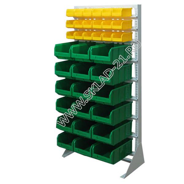 Стойка с пластиковыми ящиками А1-03-00-06 односторонняя 735х1500