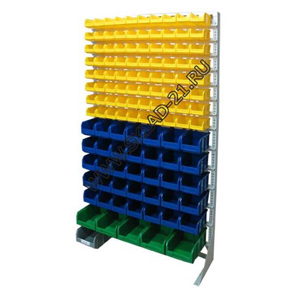 Стойка с пластиковыми ящиками B1-08-05-01 односторонняя 1150х2020