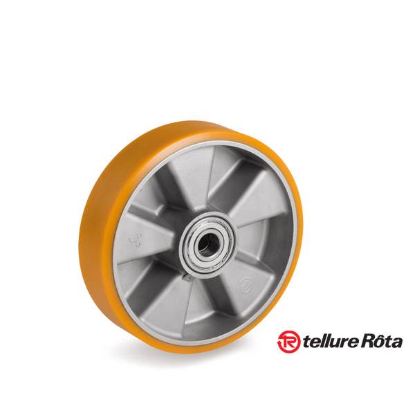 Колесо Tellure Rota 653106 под ось (d=200мм, г/п=850кг), полиуретан/алюминий, Италия