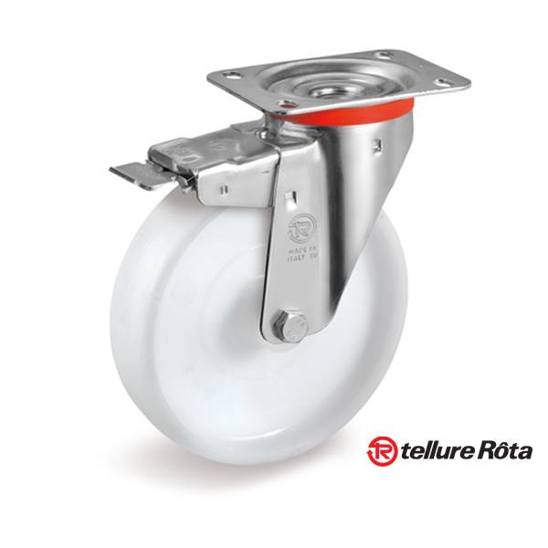 Колесо Tellure Rota 686804 поворотное с тормозом, (d=150мм, г/п=300кг) полиамид, Италия