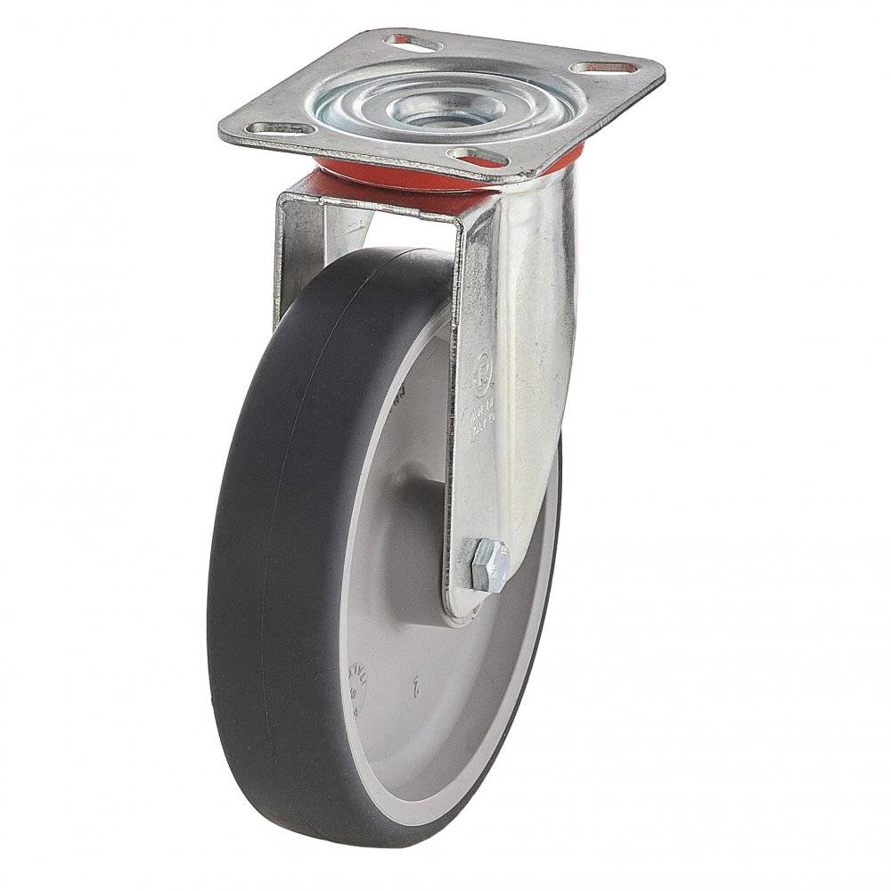 Колесо Tellure Rota 714202 поворотное (d=100мм, г/п=100кг), серая резина / полипропилен, Италия