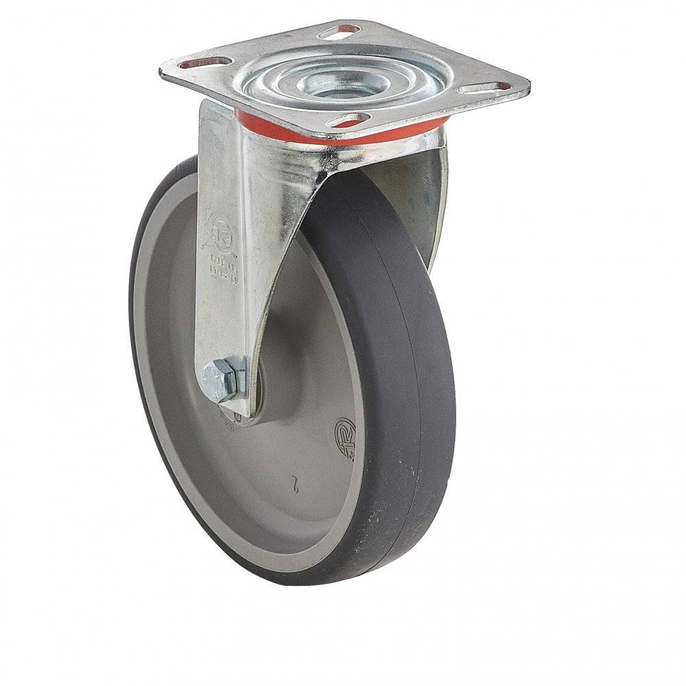Колесо Tellure Rota 714202 поворотное (d=100мм, г/п=100кг), серая резина / полипропилен, Италия