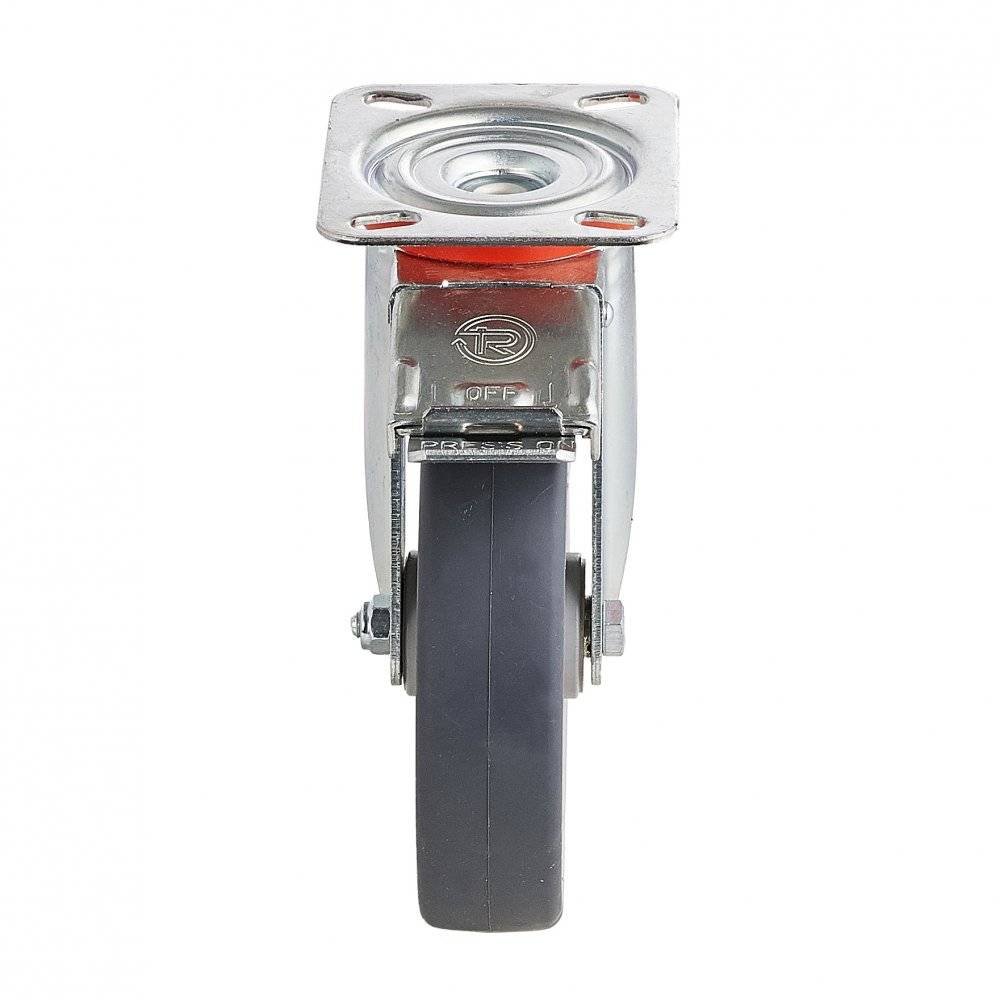 Колесо Tellure Rota 716603 поворотное с тормозом (d=125мм, г/п=120кг), серая резина / полипропилен, Италия