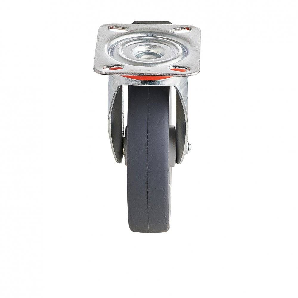 Колесо Tellure Rota 716606 поворотное с тормозом (d=200мм, г/п=225кг), серая резина / полипропилен, Италия