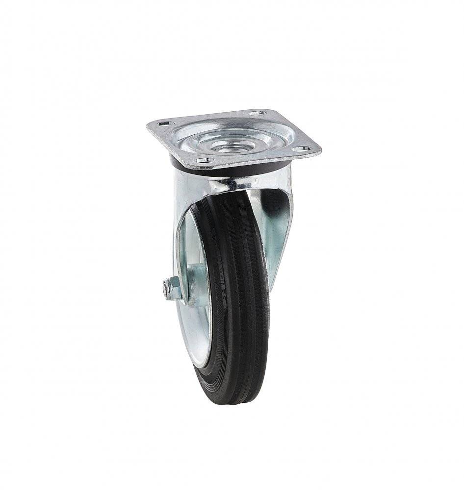Колесо Tellure Rota 053344 PVI поворотное, (d=200мм, г/п=230кг) резина/сталь, адаптированное для мусорных контейнеров, Италия