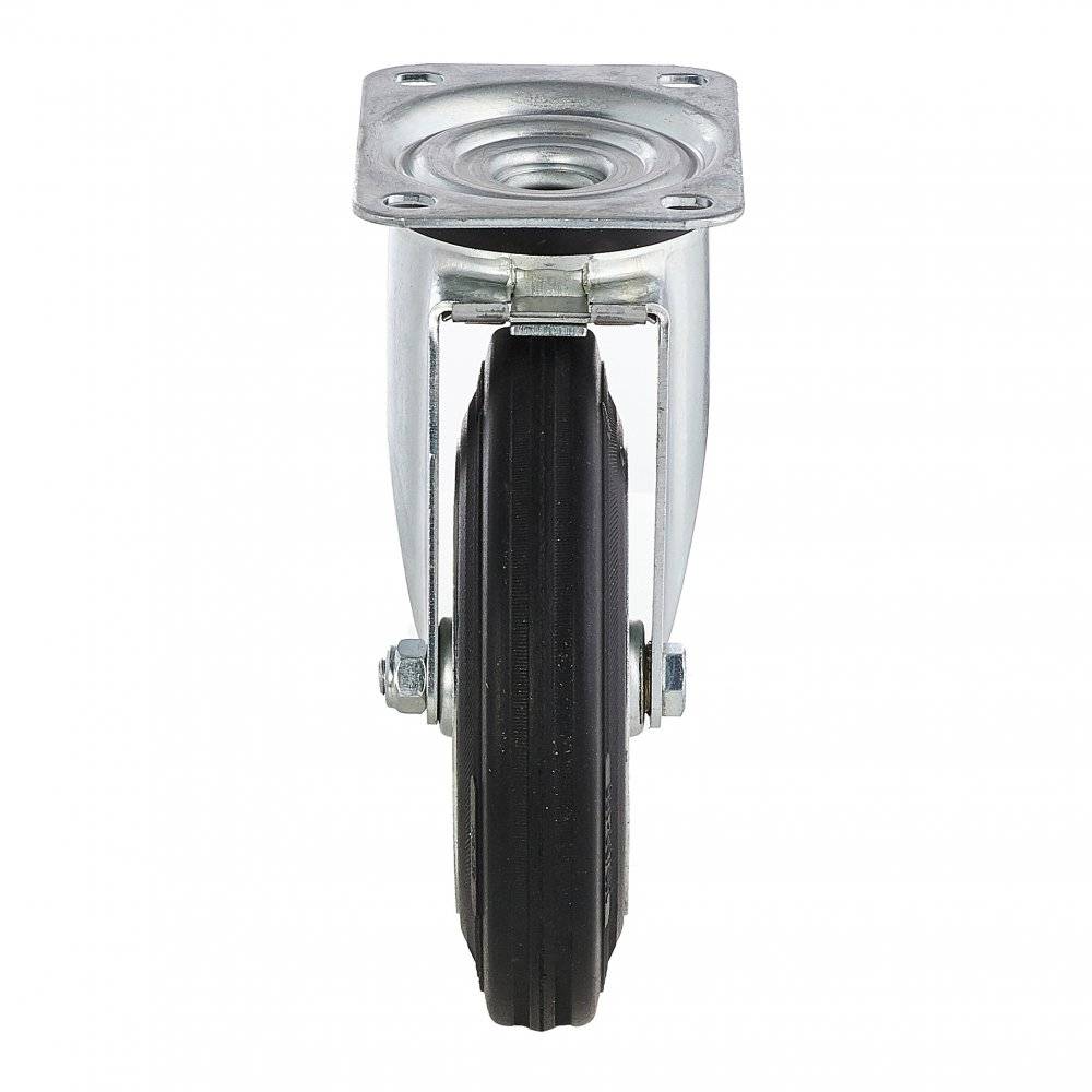 Колесо Tellure Rota 053345PVI поворотное с тормозом, (d=200мм, г/п=230кг) резина/сталь, для мусорных баков Италия