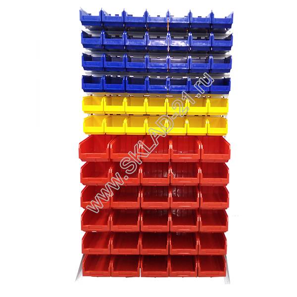 Стойка двусторонняя 1150х2020 с ящиками и пазами для бирок V2, V3 В2-00-06-06