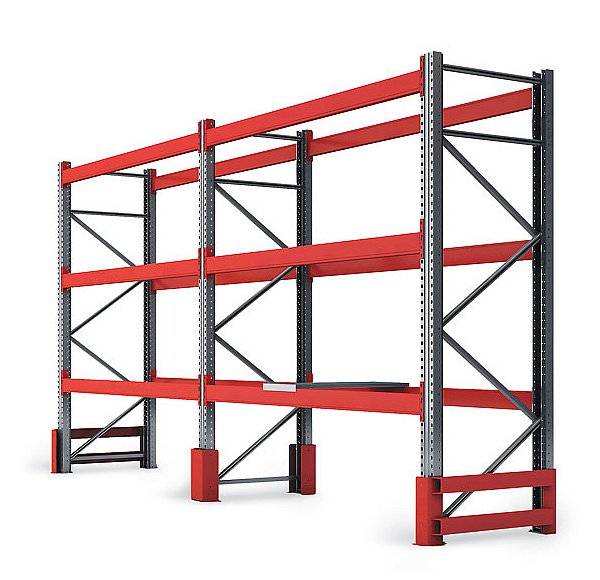 Стеллаж для поддонов (800x1200) 3870 x 3000h 3 яруса балок