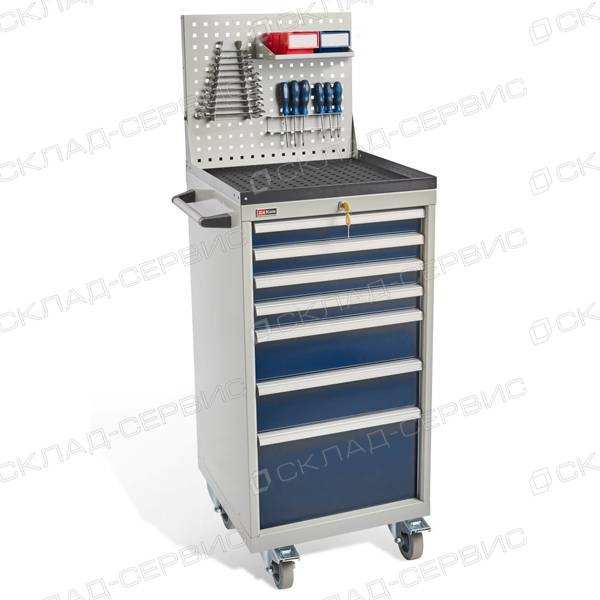 Тумба ДиКом ВС-037 с колесами, лотком, экраном и боковой ручкой