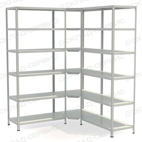 Стеллаж угловой СТФ 1200х1200x2000h (угол 500х300) 6 полок