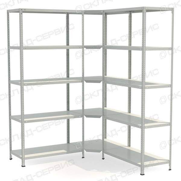 Стеллаж угловой СТФ 1500х1500x2000h (угол 800х600) 5 полок