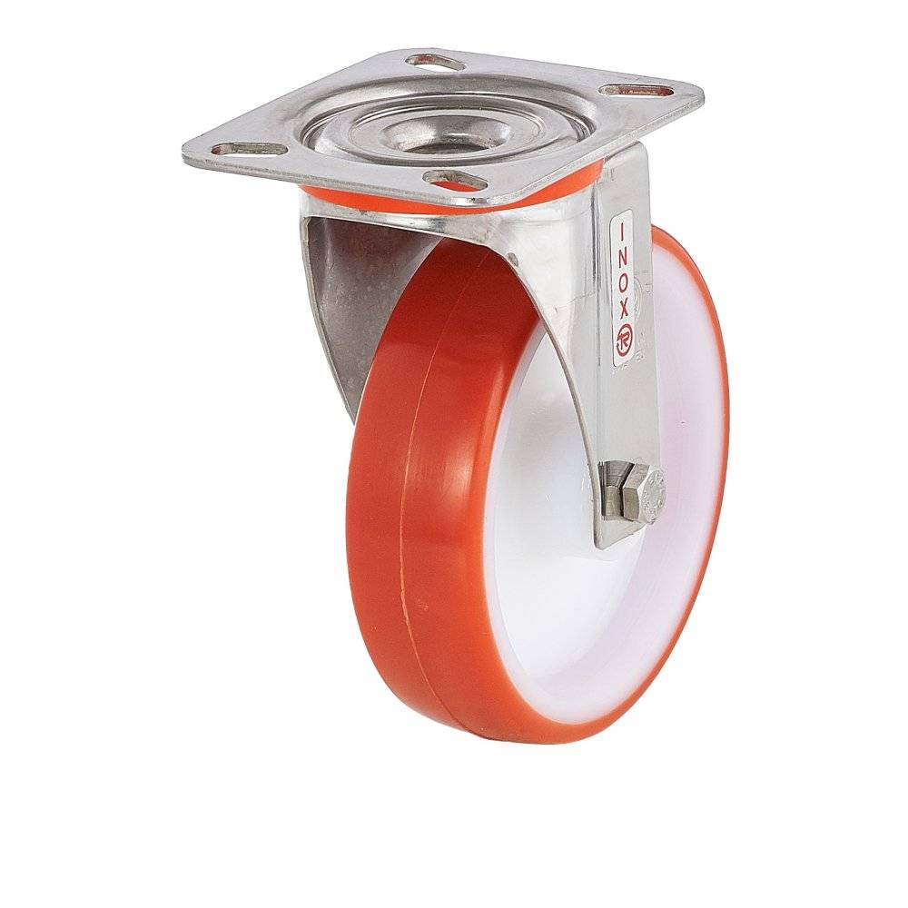 Колесо Tellure Rota 604411 поворотное из нержавейки INOX (d=150мм, г/п=220кг), полиуретан / полиамид