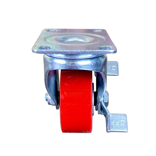 Колесо 1044075М поворотное с тормозом, (d=75мм, г/п=90кг) полиуретан/чугун, Китай