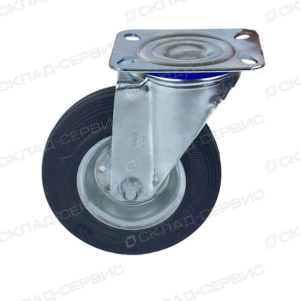 Колесо KAMA K-3302-SLS-125 поворотное, (d=125мм, г/п=100кг) резина/сталь, Турция