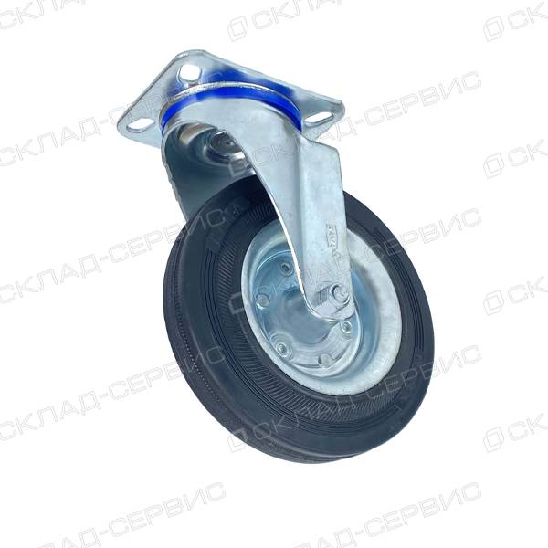 Колесо KAMA K-3302-SLS-150 поворотное, (d=150мм, г/п=125кг) резина/сталь, Турция