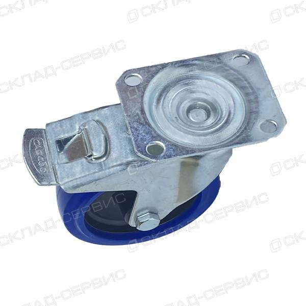 Колесо CASCOO поворотное с тормозом (d=125мм, г/п=200кг), эластичная резина / полиамид, Германия