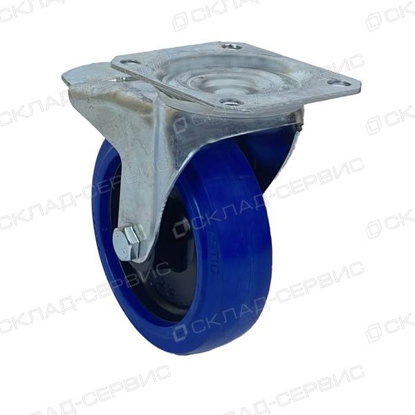 Колесо CASCOO поворотное с тормозом (d=125мм, г/п=200кг), эластичная резина / полиамид, Германия